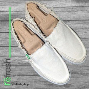 Sanuk White Canvas Rounders Mens Sz 8 NWT